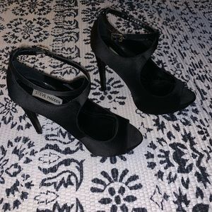 Steve Madden Black Satin Heels